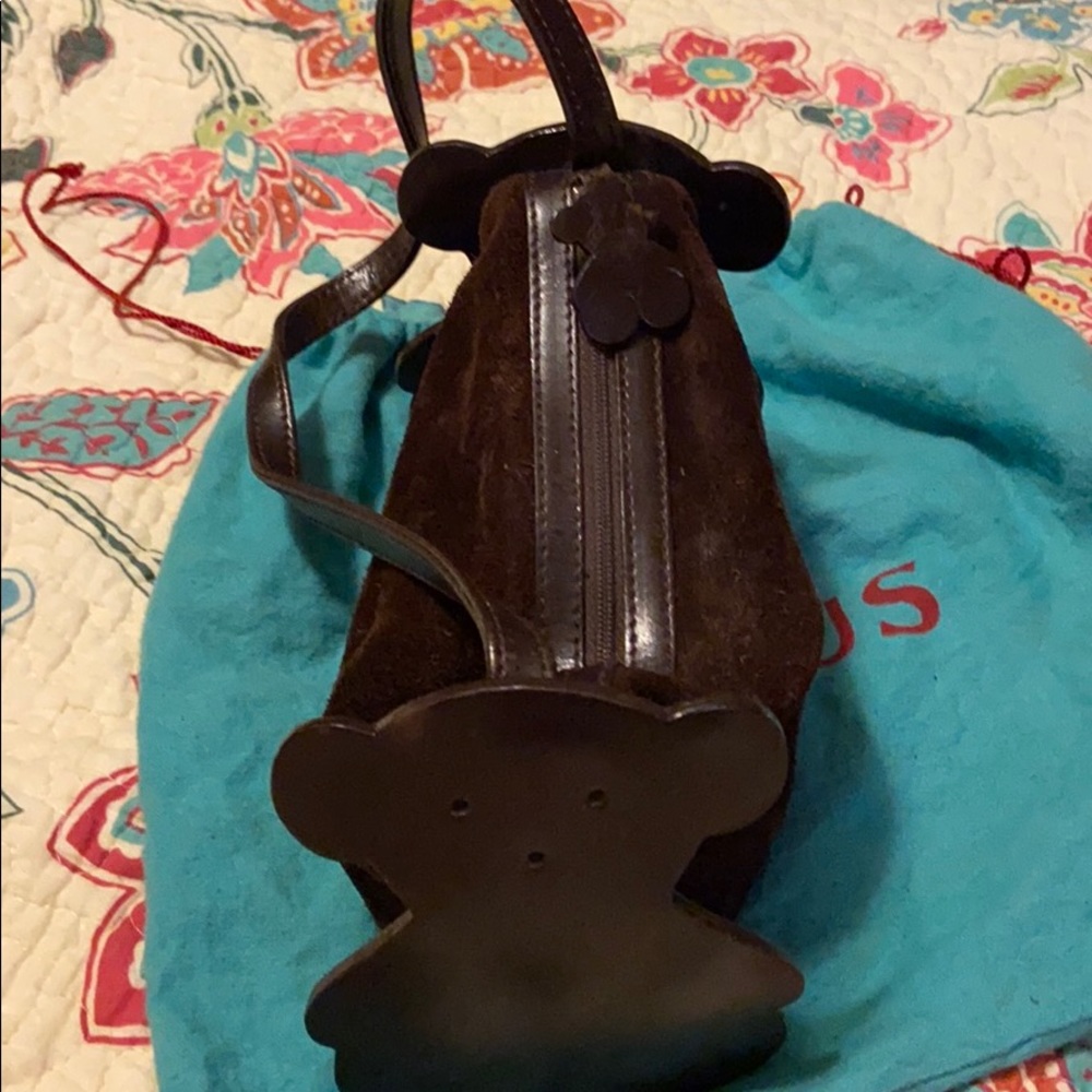 Tous suede brown bear hand bag RARE